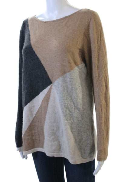 Cashmere Charter Club Womens Pullover Beige Geometric Round Neck Size L