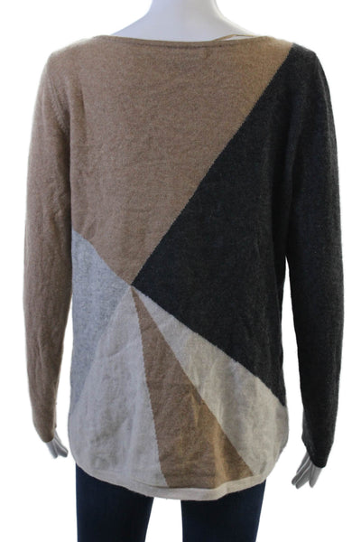 Cashmere Charter Club Womens Pullover Beige Geometric Round Neck Size L