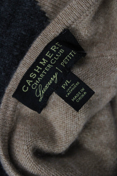 Cashmere Charter Club Womens Pullover Beige Geometric Round Neck Size L