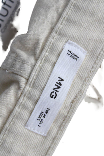 MNG Unisex Cargo Khakis Beige High Rise 100% Cotton Button Size 2