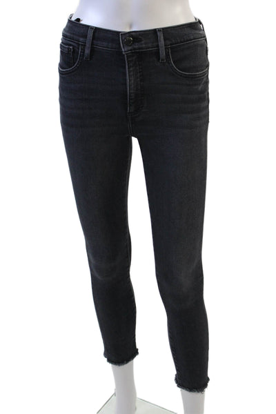 Denim Forum Women Cropped Skinny Dark Gray High Rise Jeans Size 26