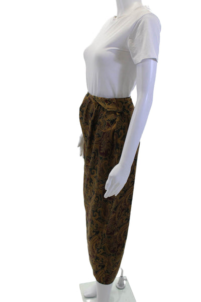 DKNY Women Silk Paisley Wrap Pencil Skirt Brown Size 2