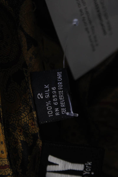 DKNY Women Silk Paisley Wrap Pencil Skirt Brown Size 2