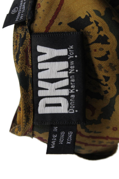DKNY Women Silk Paisley Wrap Pencil Skirt Brown Size 2