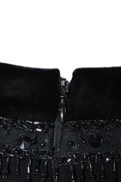 Saks Fifth Avenue Womens Black Wool Pencil Skirt Beaded Straight Size 10