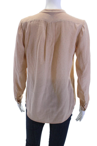 Club Monaco Women Silk Polka Dot Tie Neck Blouse Long Sleeve Size XS Petite