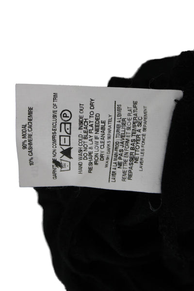Firth Womens Black V-Neck Short Sleeve Basic T-Shirt Modal Cashmere Size M