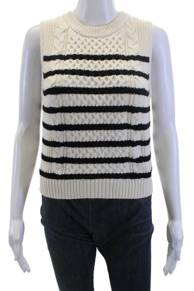 Lilla P Unisex Striped Crew Neck Vest Beige 60% Cotton 40% Polyester Size M