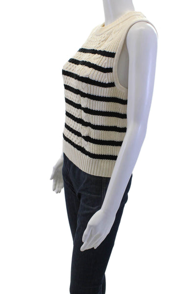 Lilla P Unisex Striped Crew Neck Vest Beige 60% Cotton 40% Polyester Size M
