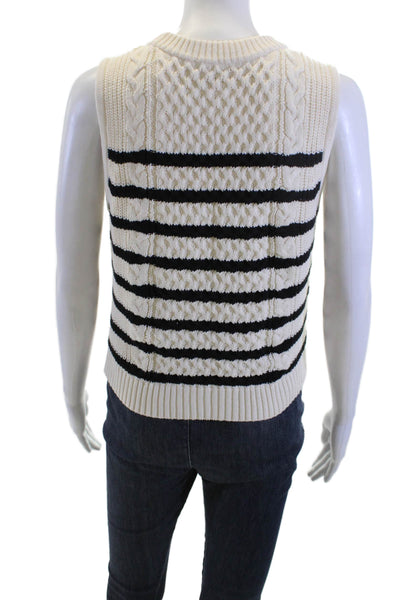 Lilla P Unisex Striped Crew Neck Vest Beige 60% Cotton 40% Polyester Size M