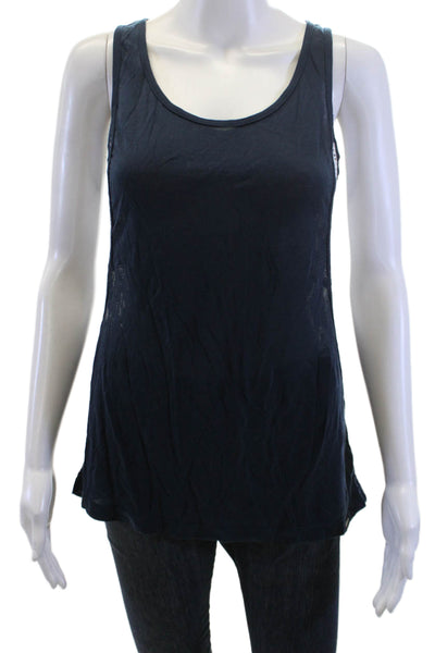 Koral Women Basic Tank Dark Blue Tencel Round Neck Sleeveless Size M
