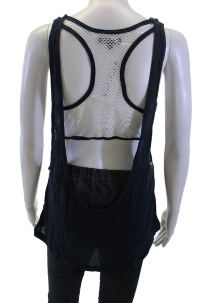 Koral Women Basic Tank Dark Blue Tencel Round Neck Sleeveless Size M