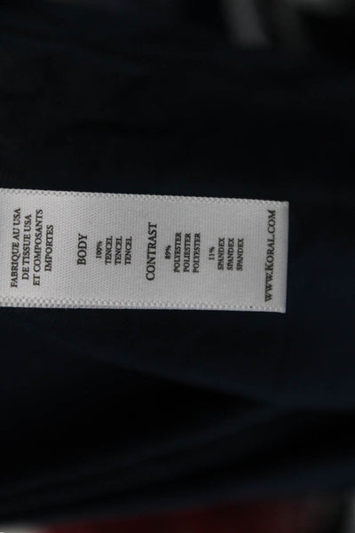 Koral Women Basic Tank Dark Blue Tencel Round Neck Sleeveless Size M