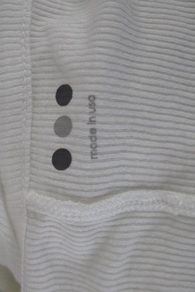 Three Dots Women Basic White Short Sleeve Round Neck T-Shirt Size M