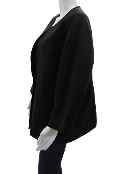 Eileen Fisher Women Classic Black Button Front Jacket Long Sleeve Size 1X