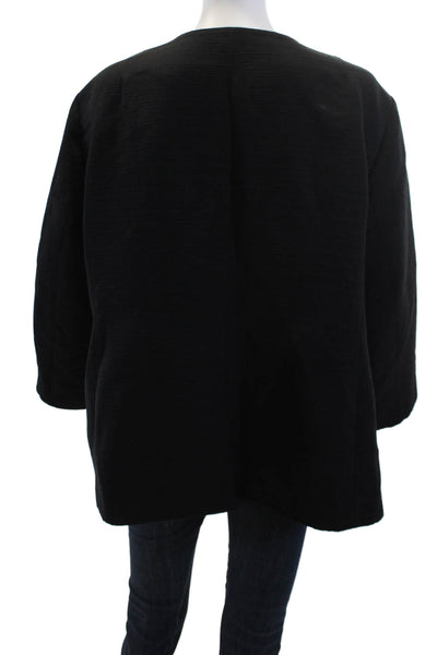 Eileen Fisher Women Classic Black Button Front Jacket Long Sleeve Size 1X