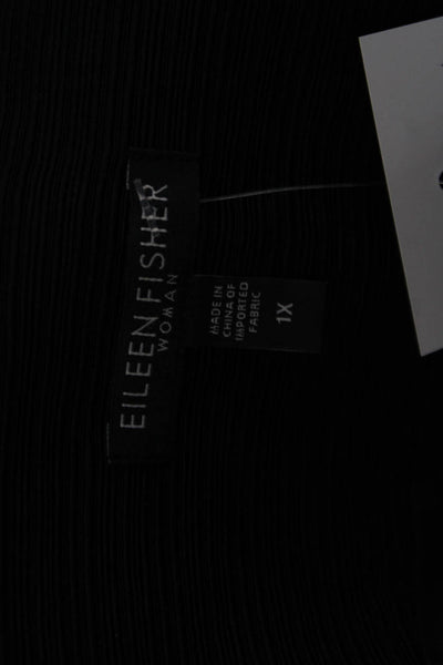 Eileen Fisher Women Classic Black Button Front Jacket Long Sleeve Size 1X