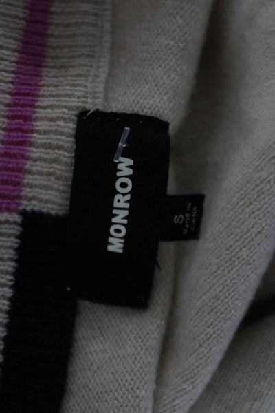 Monrow Unisex Pullover Sweater Beige V-Neck Wool Cashmere Long Sleeve Size S