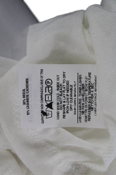 Firth Women White V-Neck Basic T-Shirt Short Sleeve Modal Cashmere Size M