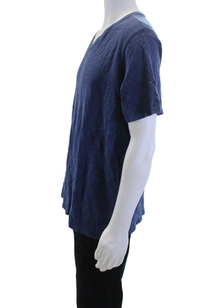 Vince Mens Dark Blue V-Neck Cotton Short Sleeve T-Shirt Size XL