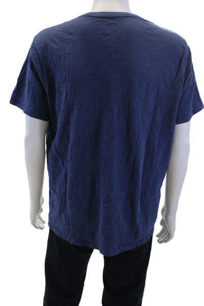 Vince Mens Dark Blue V-Neck Cotton Short Sleeve T-Shirt Size XL