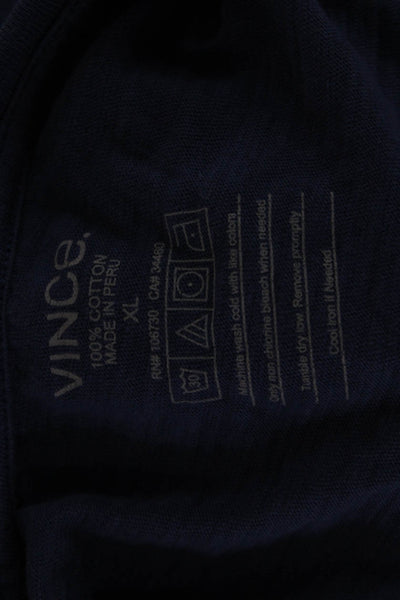 Vince Mens Dark Blue V-Neck Cotton Short Sleeve T-Shirt Size XL