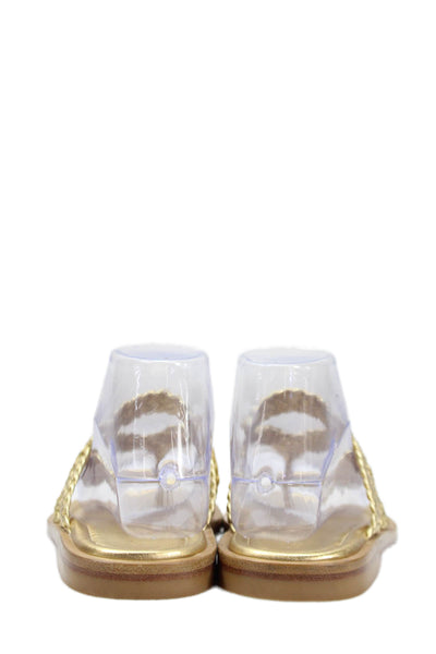 Stuart Weitzman Womens Metallic Leather Slide On Sandals Gold Size 6.5