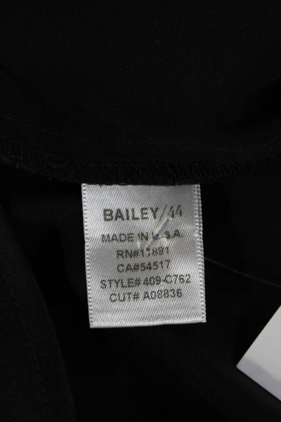 Bailey 44 Women Black High Neck Long Sleeve Button Up Blouse Polyester Size L