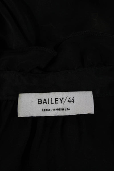 Bailey 44 Women Black High Neck Long Sleeve Button Up Blouse Polyester Size L