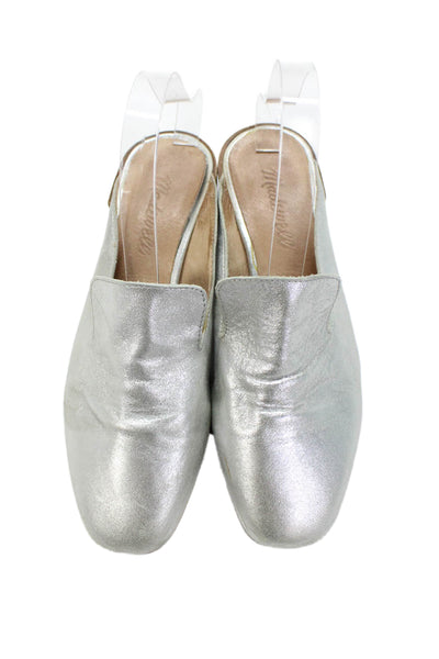 Madewell Womens Leather Slide On Mule Pumps Silver Size 6