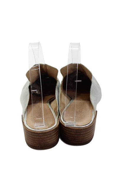 Madewell Womens Leather Slide On Mule Pumps Silver Size 6