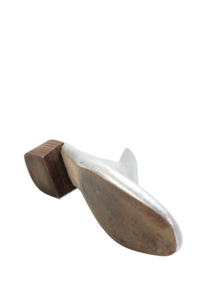 Madewell Womens Leather Slide On Mule Pumps Silver Size 6