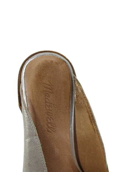 Madewell Womens Leather Slide On Mule Pumps Silver Size 6