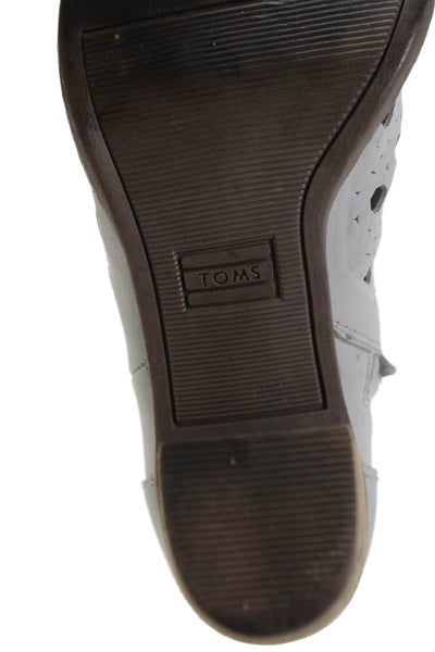 TOMS Womens Leather Open Toe Zip Up Ankle Boots Grey Size 6
