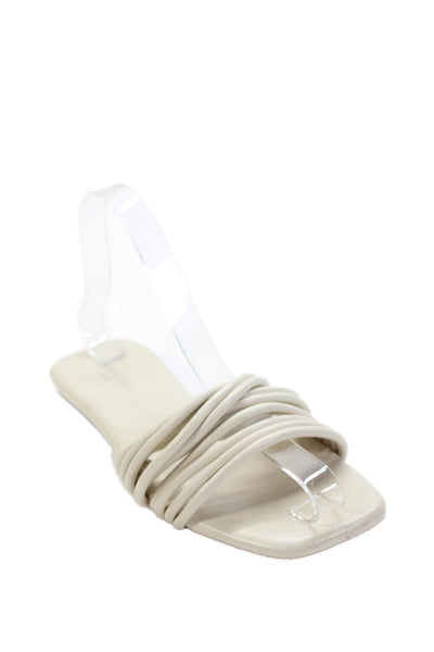 Banana Republic Womens Leather Strappy Slide On Sandals White Size 8