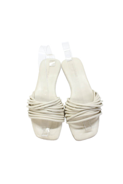 Banana Republic Womens Leather Strappy Slide On Sandals White Size 8