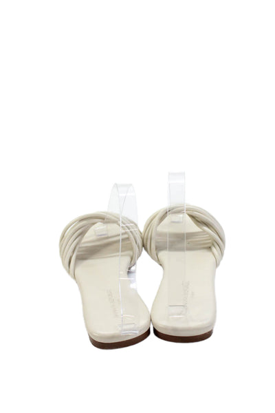 Banana Republic Womens Leather Strappy Slide On Sandals White Size 8