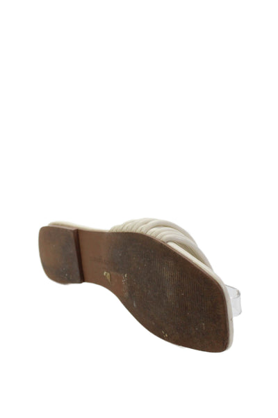 Banana Republic Womens Leather Strappy Slide On Sandals White Size 8