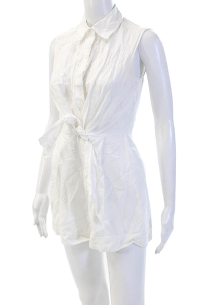 Club Monaco Women White Collared Sleeveless Jumpsuit Romper Size 2