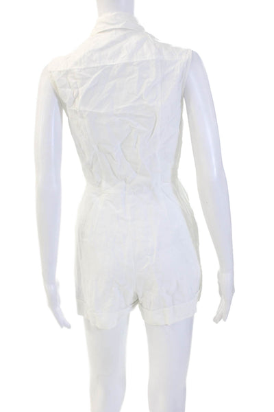Club Monaco Women White Collared Sleeveless Jumpsuit Romper Size 2