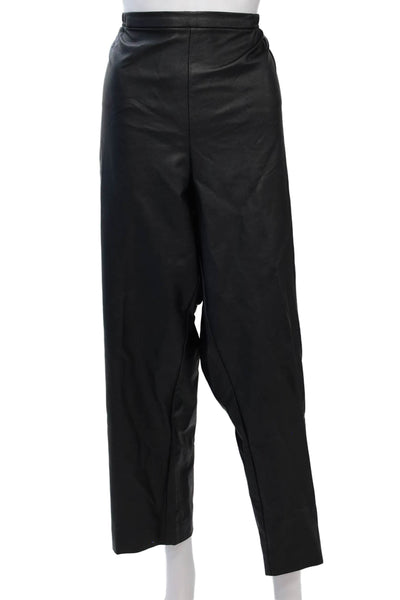 Caroline Rose Womens Cropped Dress Pants Biker Black Polyurethane Size 2X