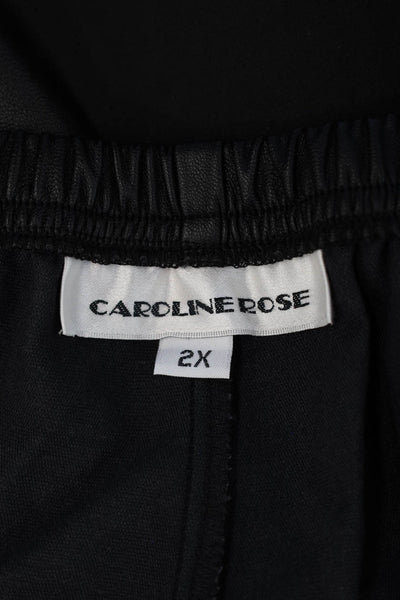 Caroline Rose Womens Cropped Dress Pants Biker Black Polyurethane Size 2X