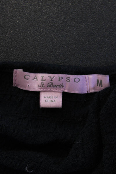Calypso Saint Barth Womens Black Tunic Blouse 3/4 Sleeve Size M