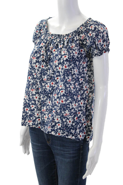 Uniqlo Womens Floral Dark Blue Short Sleeve Blouse Size S
