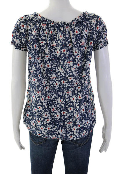 Uniqlo Womens Floral Dark Blue Short Sleeve Blouse Size S
