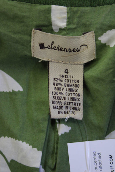 Elevenseven Women Green Cotton Collared Button Blazer Classic Solid Fall Size 4