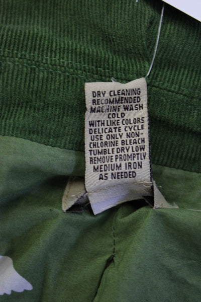 Elevenseven Women Green Cotton Collared Button Blazer Classic Solid Fall Size 4