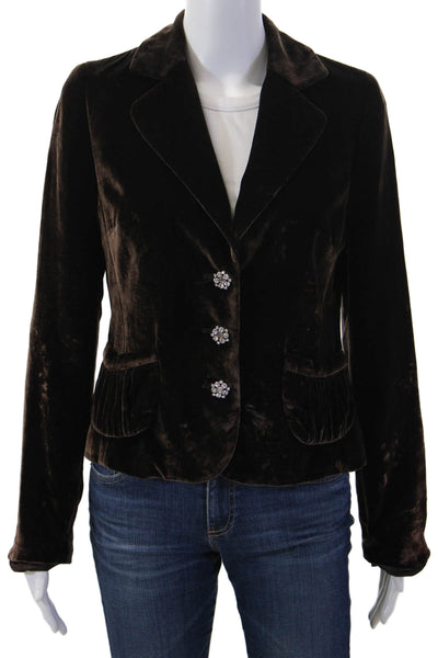 Banana Republic Womens Brown Collared Blazer Solid Rayon Silk Classic Size 6