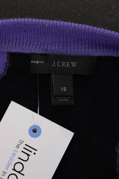 J Crew Women Pullover Black Merino Polka Dot Crewneck 3/4 Sleeve Size XS