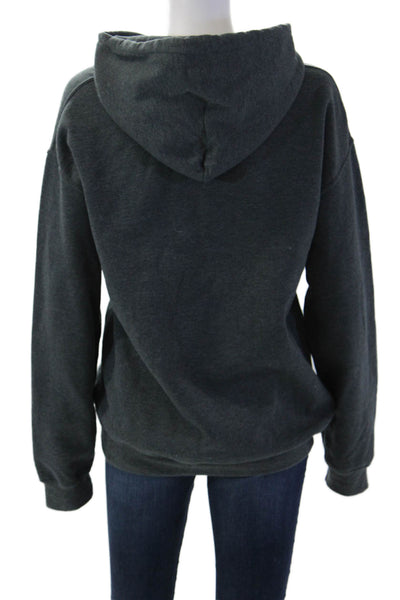 Gildan Unisex Pullover Hoodie Dark Gray Graphic Drawstring Long Sleeve Size M